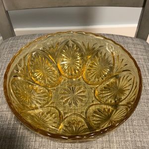 Vintage Amber Pressed Glass Starburst Bowl